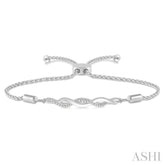 1/20 ctw Infinity Swirl Round Cut Diamond Sterling Silver Lariat Bracelet